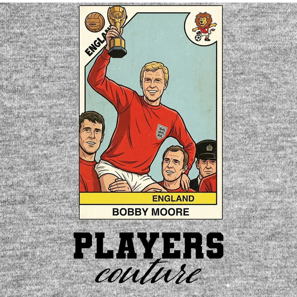 Bobby Moore World Cup Sticker Kids T-Shirt – bobby moore grey Players Couture design