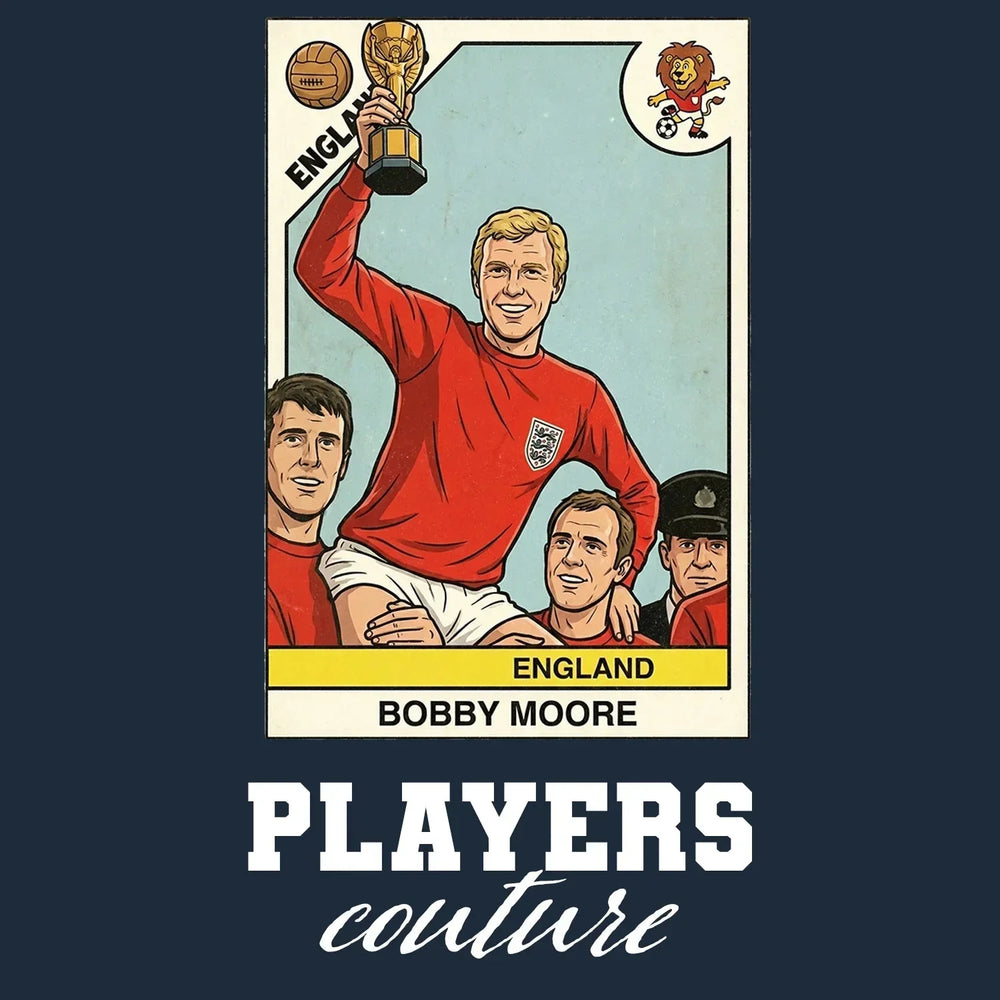 Bobby Moore World Cup Sticker Kids T-Shirt – bobby moore navy Players Couture design