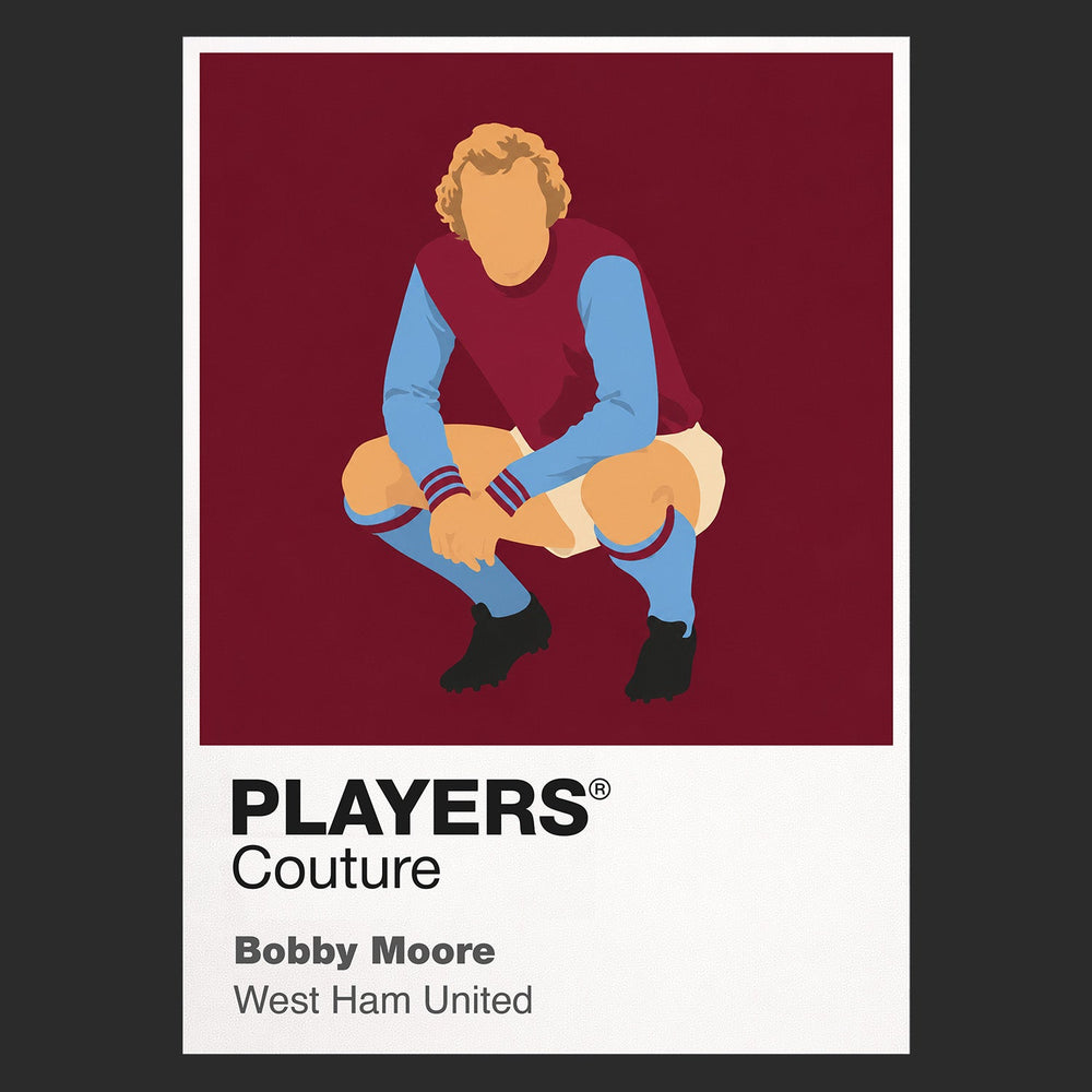 Bobby Moore West Ham 2 Icon Frame — Pantone-style player illustration art card