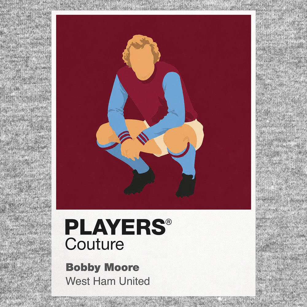 Bobby Moore West Ham 2 Icon Frame — Pantone-style player illustration art card