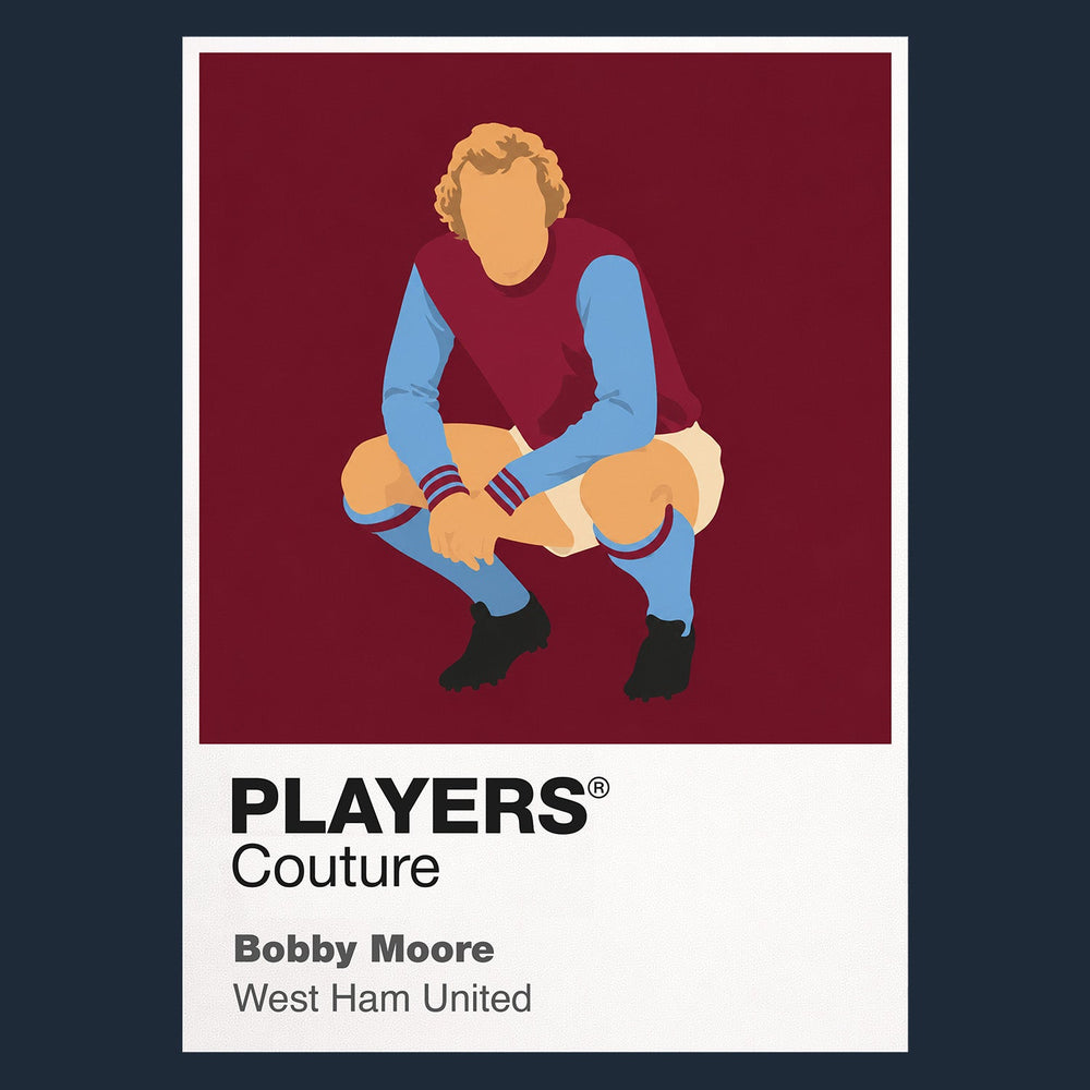 Bobby Moore West Ham 2 Icon Frame — Pantone-style player illustration art card