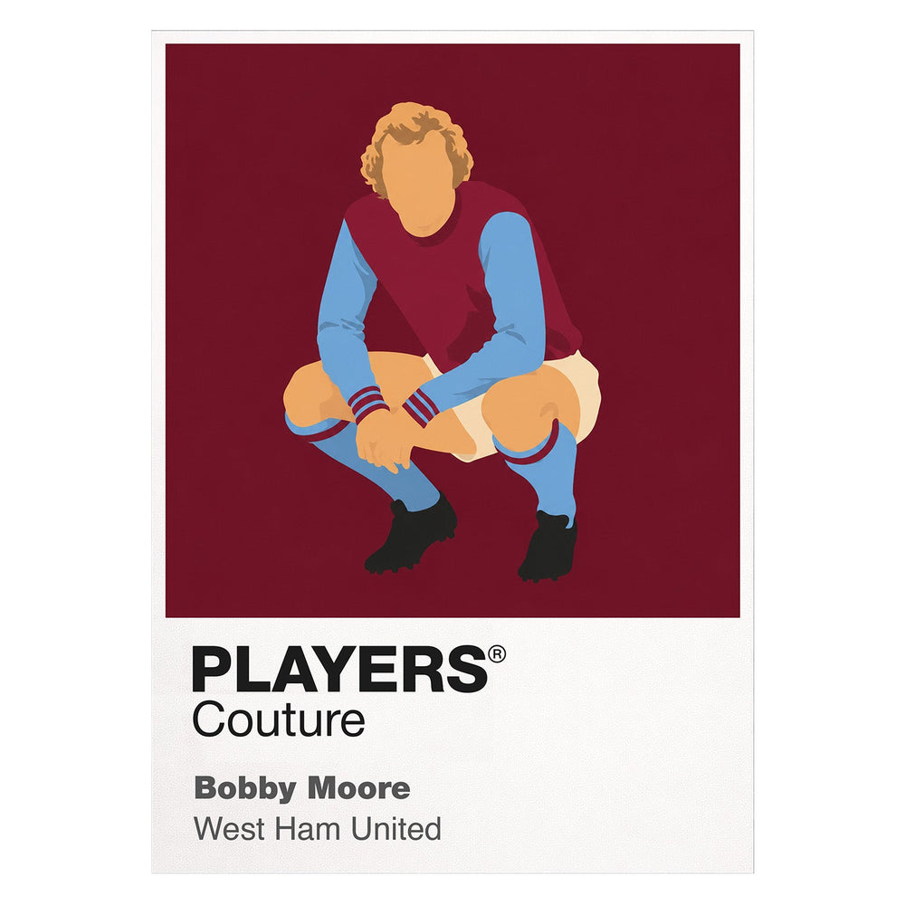 Bobby Moore West Ham 2 Icon Frame — Pantone-style player illustration art card