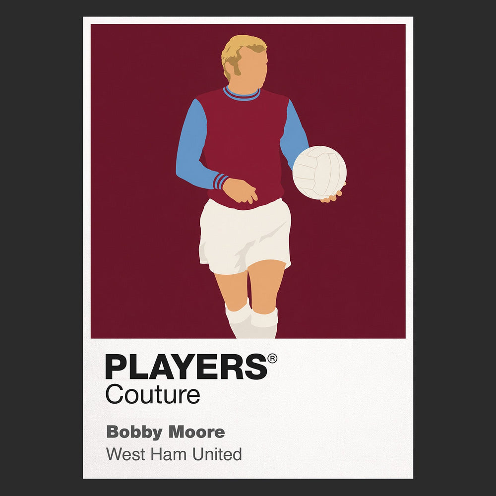 Bobby Moore West Ham 1 Icon Frame — Pantone-style player illustration art card