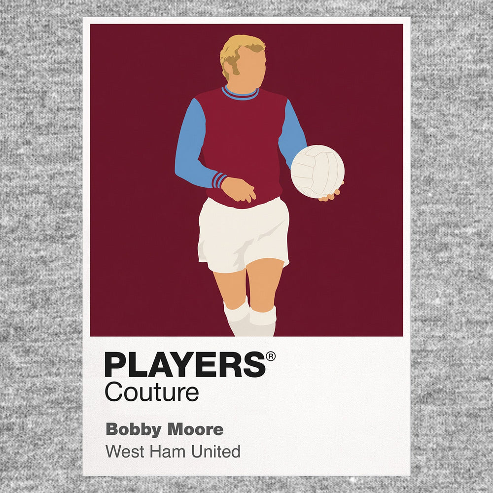 Bobby Moore West Ham 1 Icon Frame — Pantone-style player illustration art card
