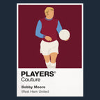 Bobby Moore West Ham 1 Icon Frame — Pantone-style player illustration art card