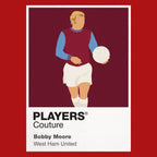 Bobby Moore West Ham 1 Icon Frame — Pantone-style player illustration art card