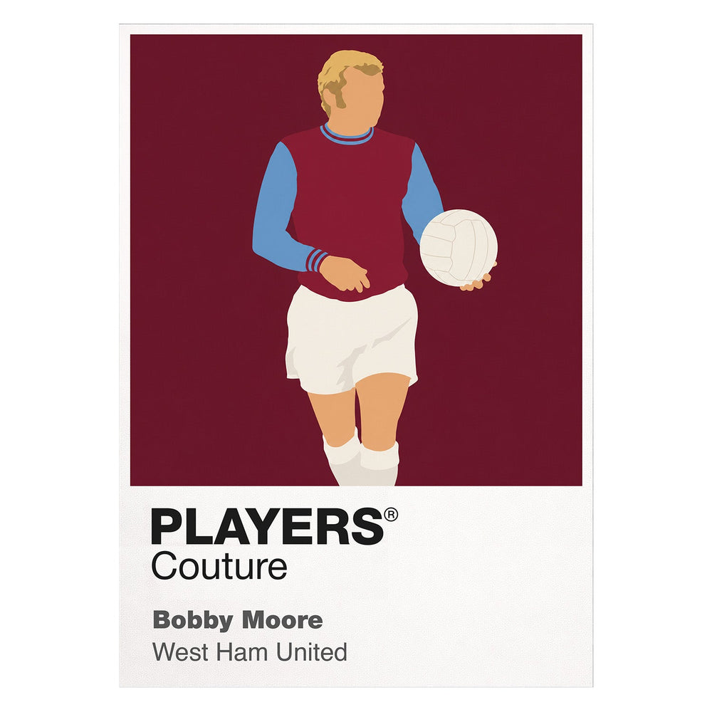Bobby Moore West Ham 1 Icon Frame — Pantone-style player illustration art card