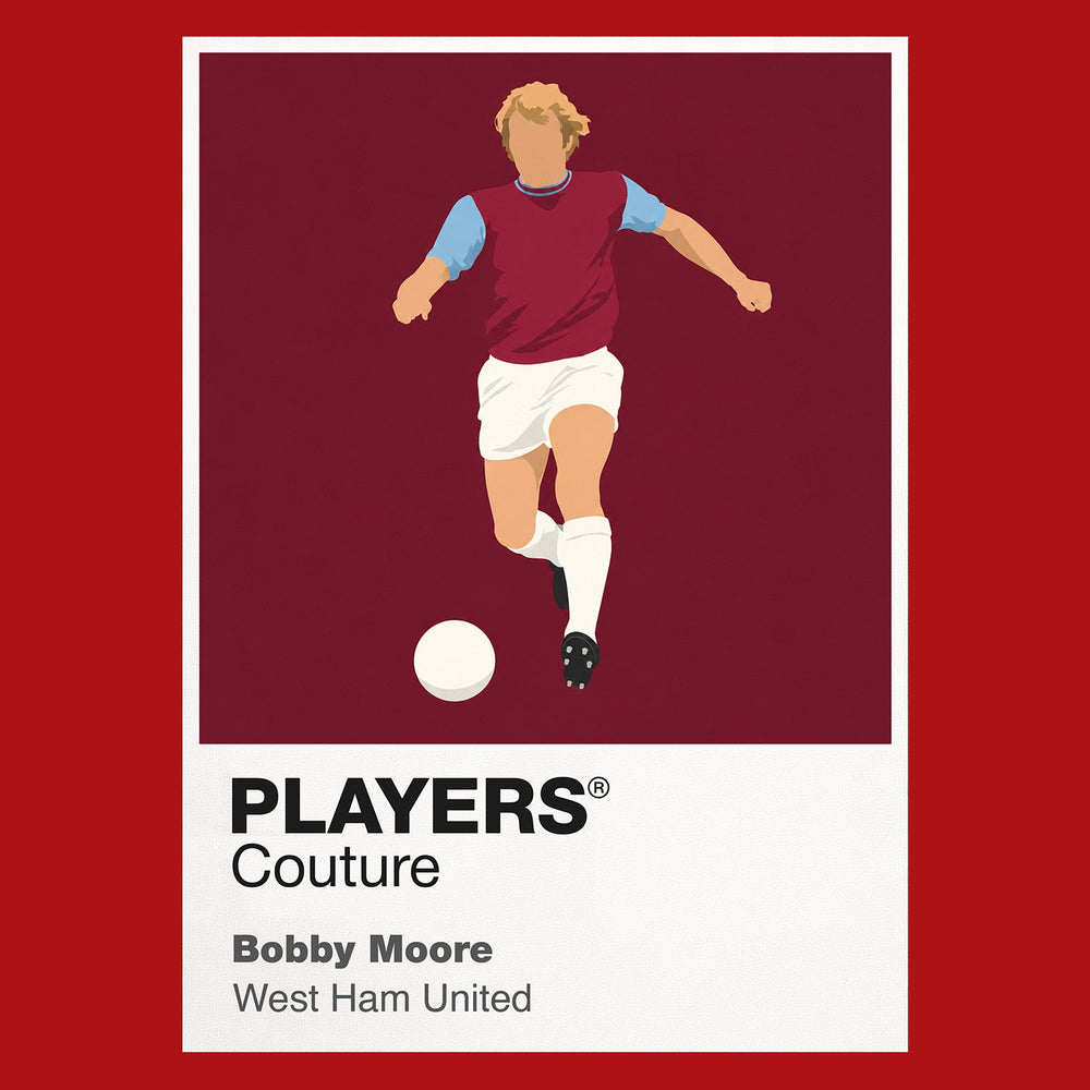 Bobby Moore West Ham 3 Icon Frame — Pantone-style player illustration art card