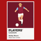 Bobby Moore West Ham 3 Icon Frame — Pantone-style player illustration art card