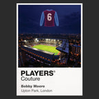 Bobby Moore West Ham United number 6 Icons in Lights Frame artwork in black