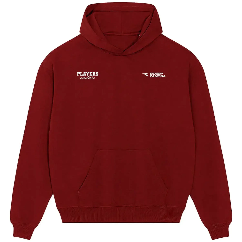 Bobby Zamora hoodie – red men's hoodie featuring the Bobby Zamora Players Couture logo