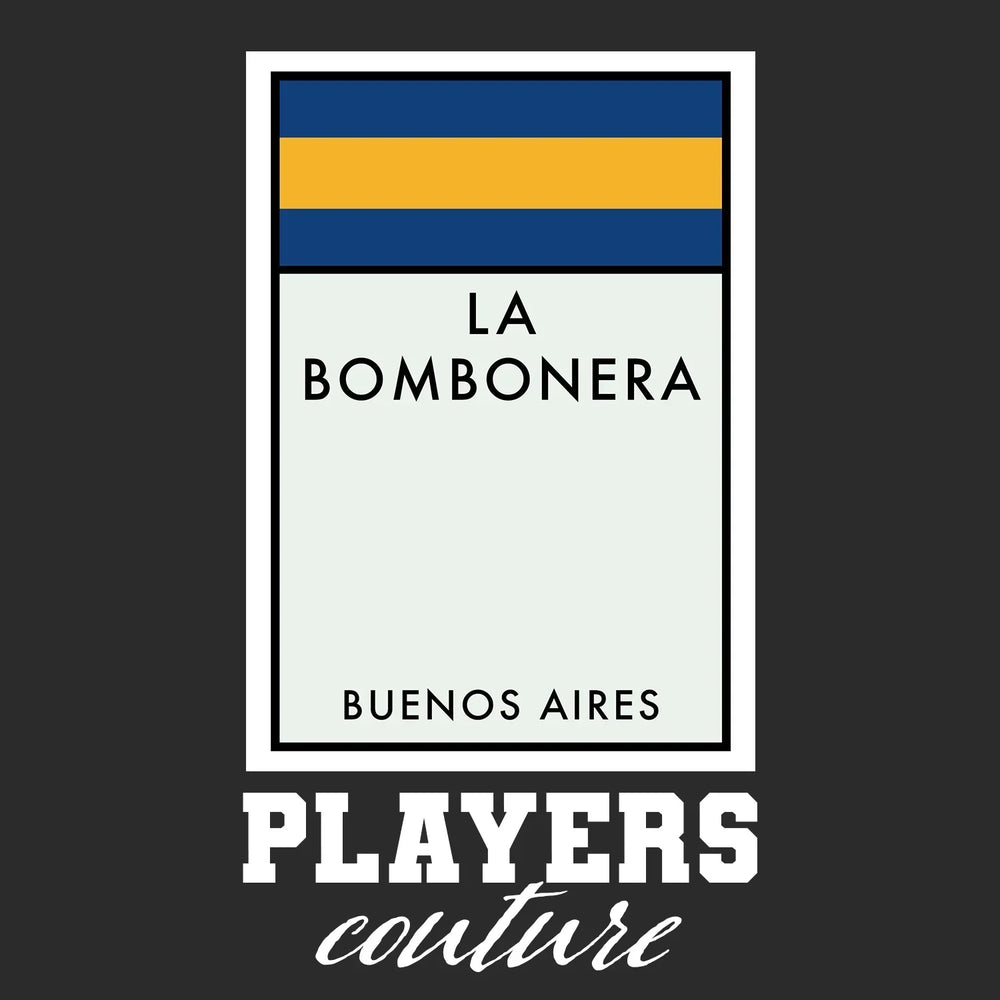 Boca Juniors Monopoly Card t-shirt – black men's t-shirt with white Boca Juniors Monopoly Card letters and Players Couture