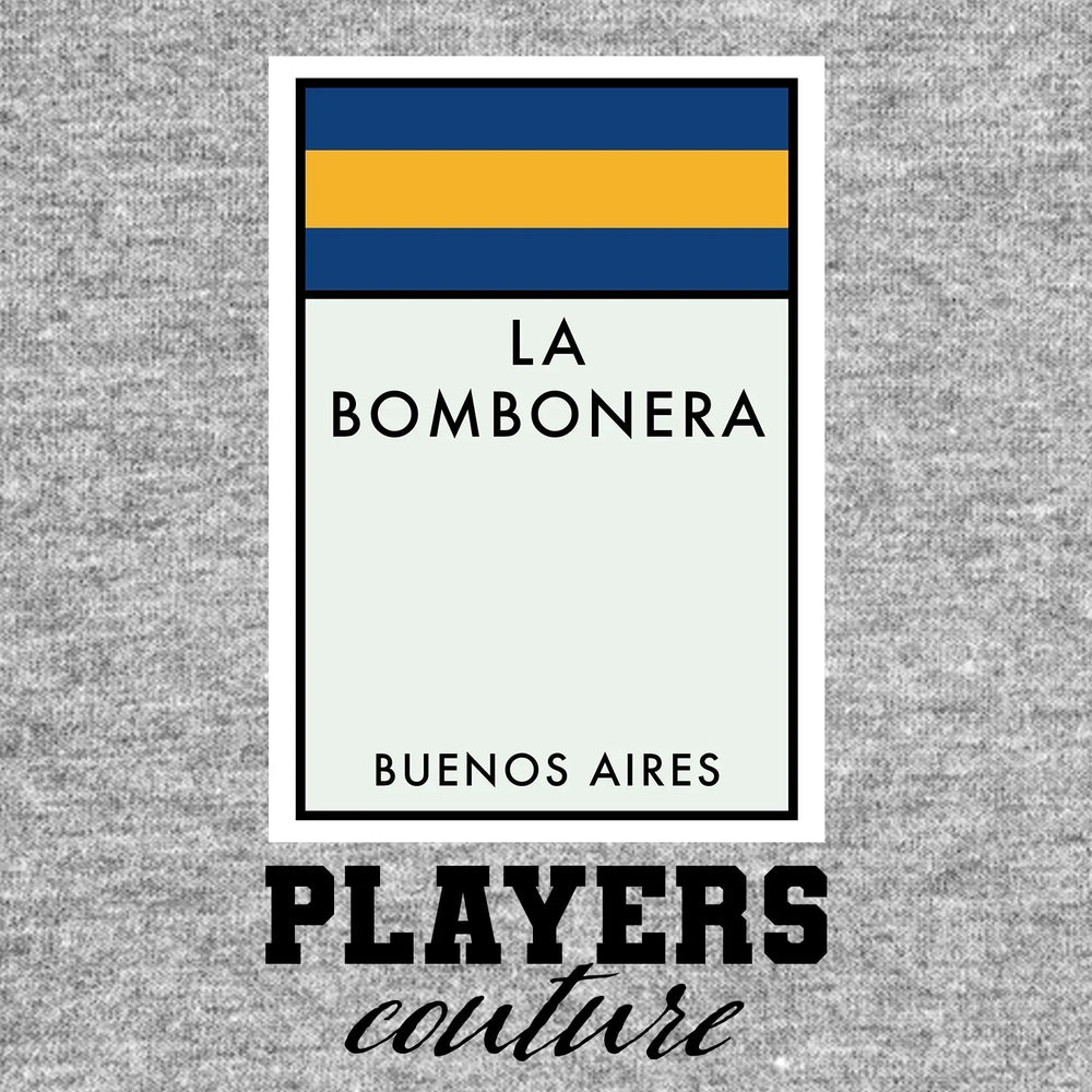 Boca Juniors Monopoly Card t-shirt – grey men's t-shirt with black Boca Juniors Monopoly Card letters and Players Couture
