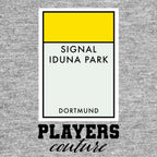 Borussia Dortmund Monopoly Card t-shirt – grey men's t-shirt with black Borussia Dortmund Monopoly Card letters and Players
