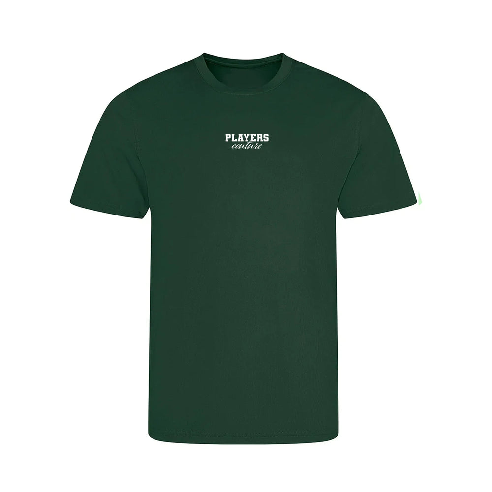 Essentials Collection t-shirt – green kids' t-shirt with white Essentials Collection letters and Players Couture logo on the