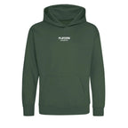 Essentials Collection hoodie – green kids' hoodie with white Essentials Collection letters and Players Couture logo on the