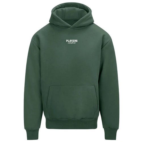 Essentials Collection hoodie – green men's hoodie with white Essentials Collection letters and Players Couture logo on the