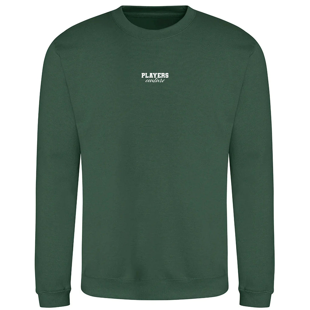 Essentials Collection hoodie – green men's hoodie with white Essentials Collection letters and Players Couture logo on the