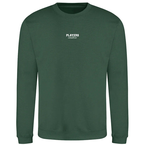 Essentials Collection hoodie – green men's hoodie with white Essentials Collection letters and Players Couture logo on the