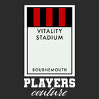 Bournemouth Monopoly Card t-shirt – black men's t-shirt with white Bournemouth Monopoly Card letters and Players Couture