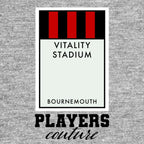 Bournemouth Monopoly Card t-shirt – grey men's t-shirt with black Bournemouth Monopoly Card letters and Players Couture logo
