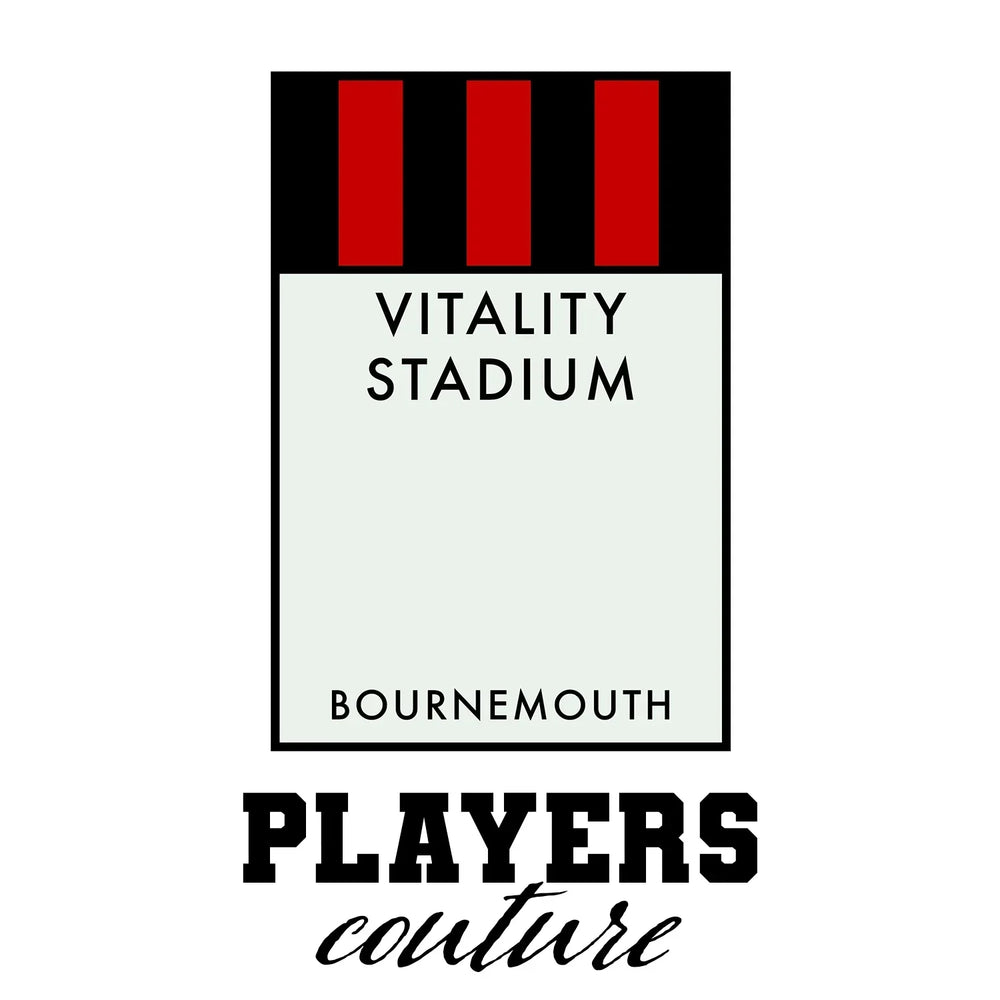 Bournemouth t-shirt – white men's t-shirt with black Bournemouth letters and Players Couture logo on the chest