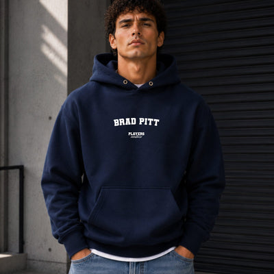 brad-pitt name-print hoodie - navy