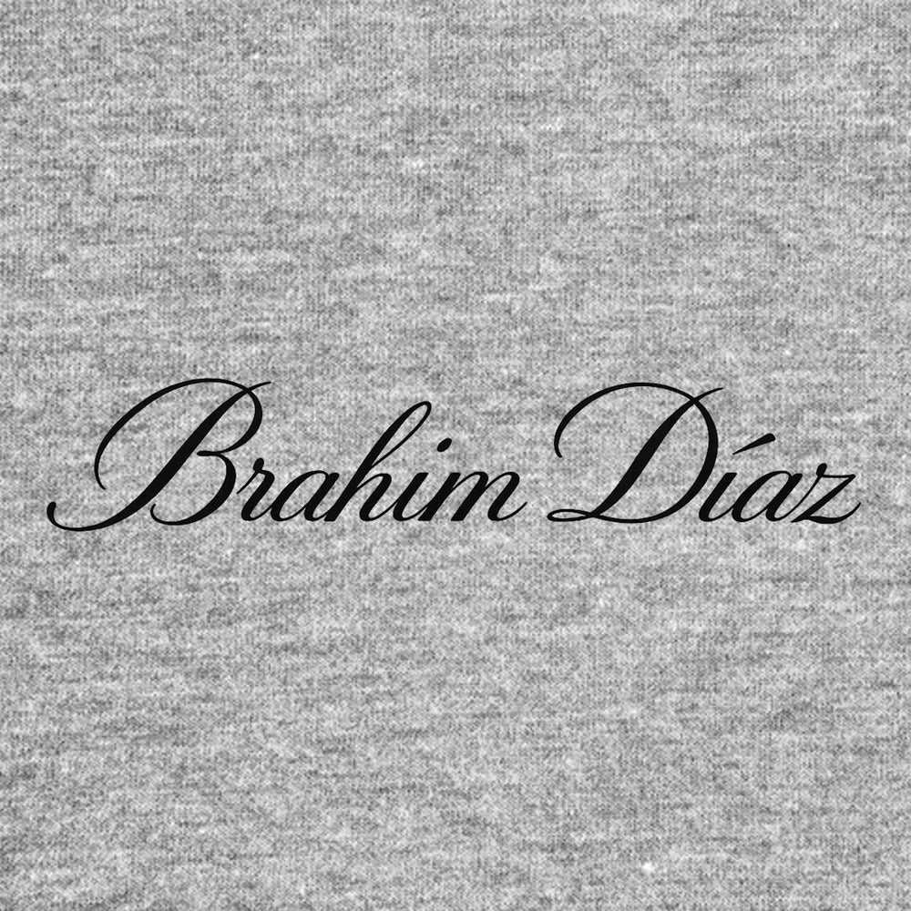 Brahim Diaz Logo Men's T-Shirt – grey close-up detail shot of the Brahim Diaz Players Couture logo design