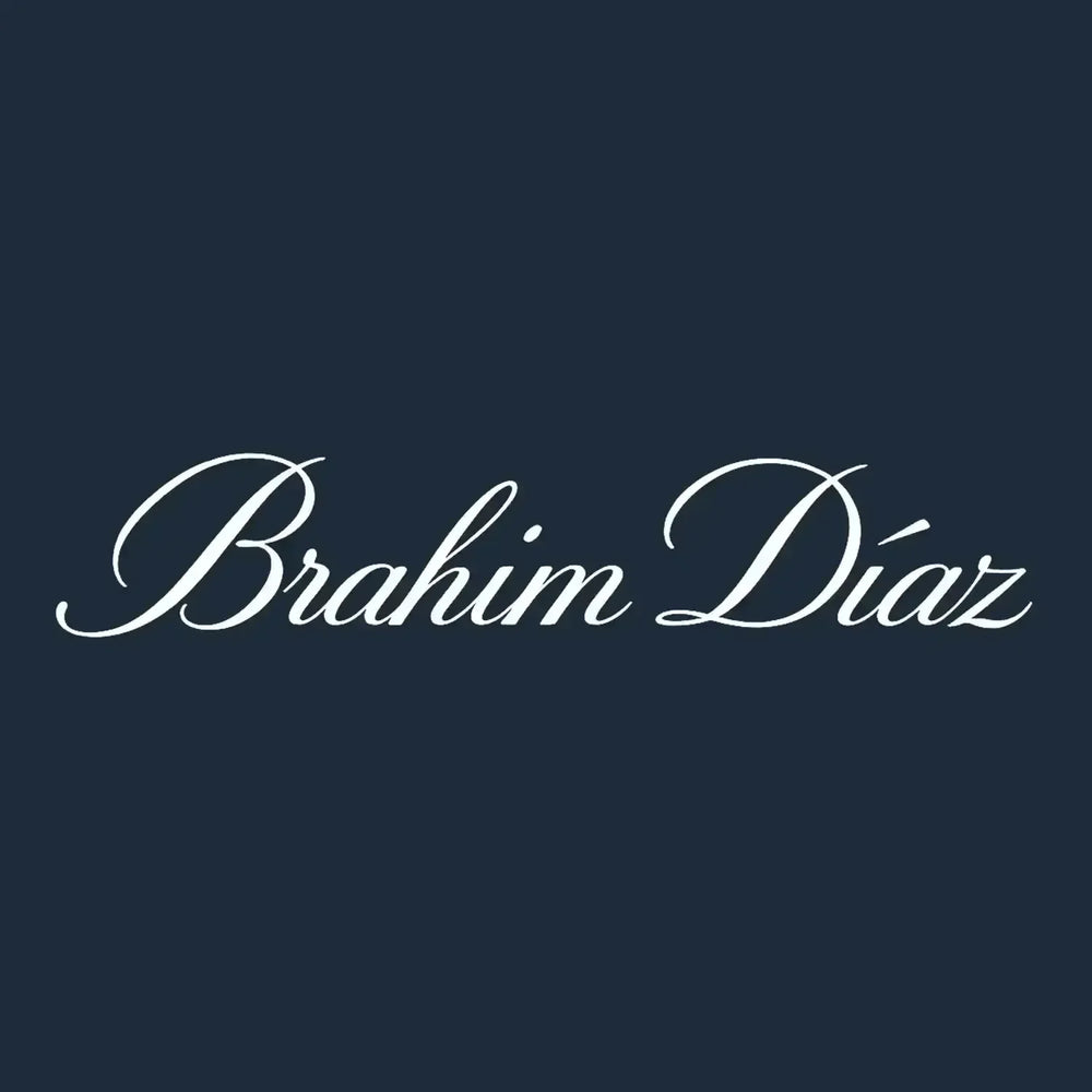 Brahim Diaz Logo Men's T-Shirt – navy close-up detail shot of the Brahim Diaz Players Couture logo design