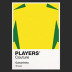 Brasil Classic Football Shirt Colours Frame Men's T-Shirt – black close-up detail shot of the Brasil Players Couture logo
