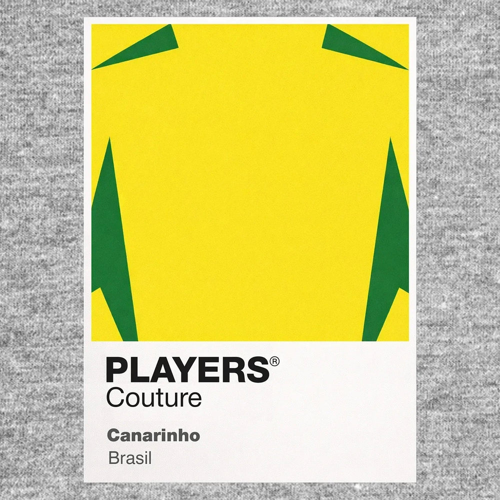 Brasil Classic Football Shirt Colours Frame Men's T-Shirt – grey close-up detail shot of the Brasil Players Couture logo