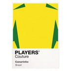 Brasil Classic Football Shirt Colours Frame Men's T-Shirt – white close-up detail shot of the Brasil Players Couture logo