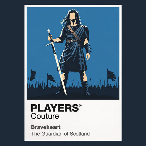Braveheart William Wallace in blue war paint leading the film's sweeping Scottish rebellion Icon Frame artwork in navy