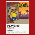 Brazil Football Cool Bunny Men's T-Shirt – Brazil football cool bunny artwork close-up on Red – Players Couture