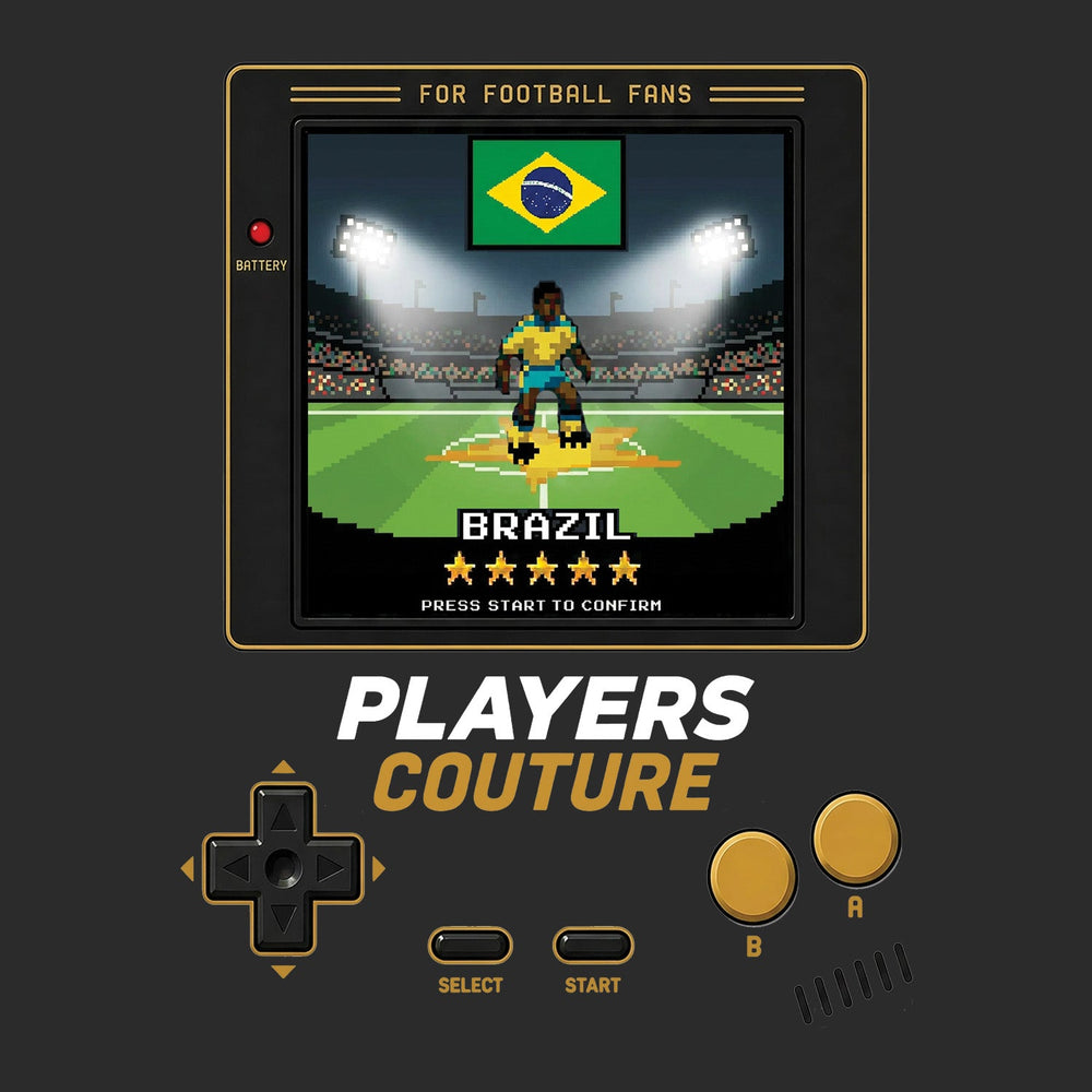 Brazil World Cup 8-Bit Kids Hoodie retro gaming football design by Players Couture