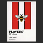 Brentford Classic Football Shirt Colours Frame Men's T-Shirt – black close-up detail shot of the Brentford Players Couture