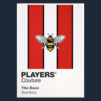 Brentford Classic Football Shirt Colours Frame Men's T-Shirt – navy close-up detail shot of the Brentford Players Couture