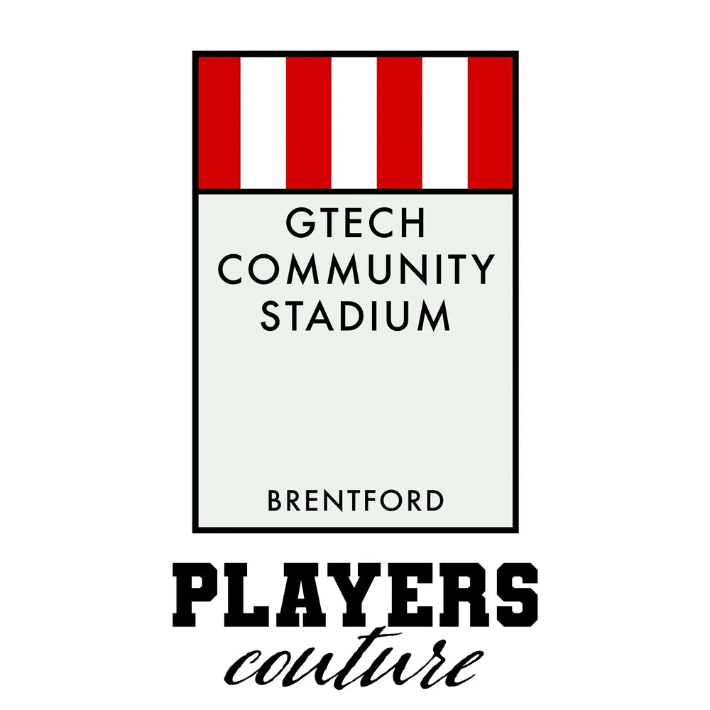 Brentford t-shirt – white men's t-shirt with black Brentford letters and Players Couture logo on the chest
