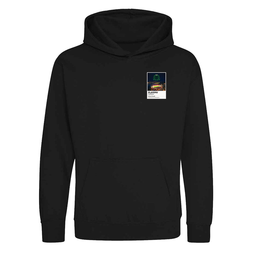Brian Clough Nottingham Forest Icons in Lights Frame Kids Hoodie in Black