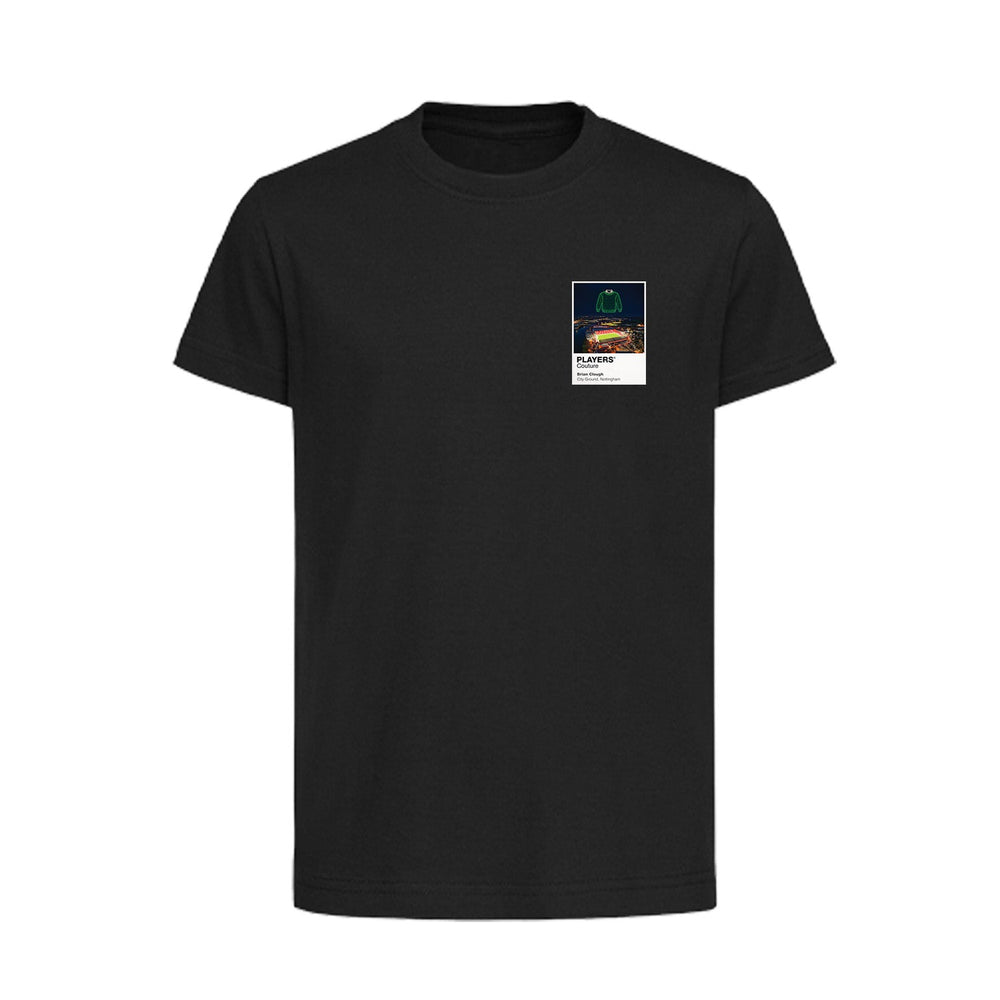 Brian Clough Nottingham Forest Icons in Lights Frame Kids T-Shirt in Black