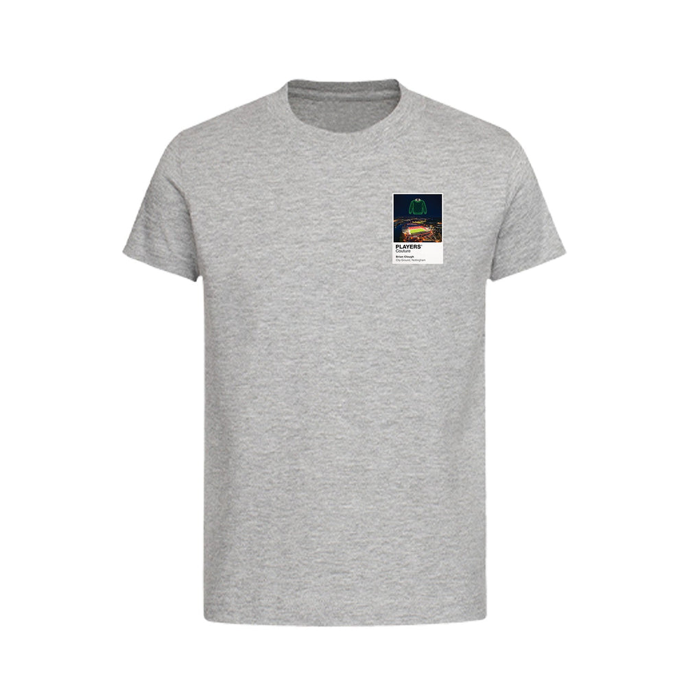 Brian Clough Nottingham Forest Icons in Lights Frame Kids T-Shirt in Gray