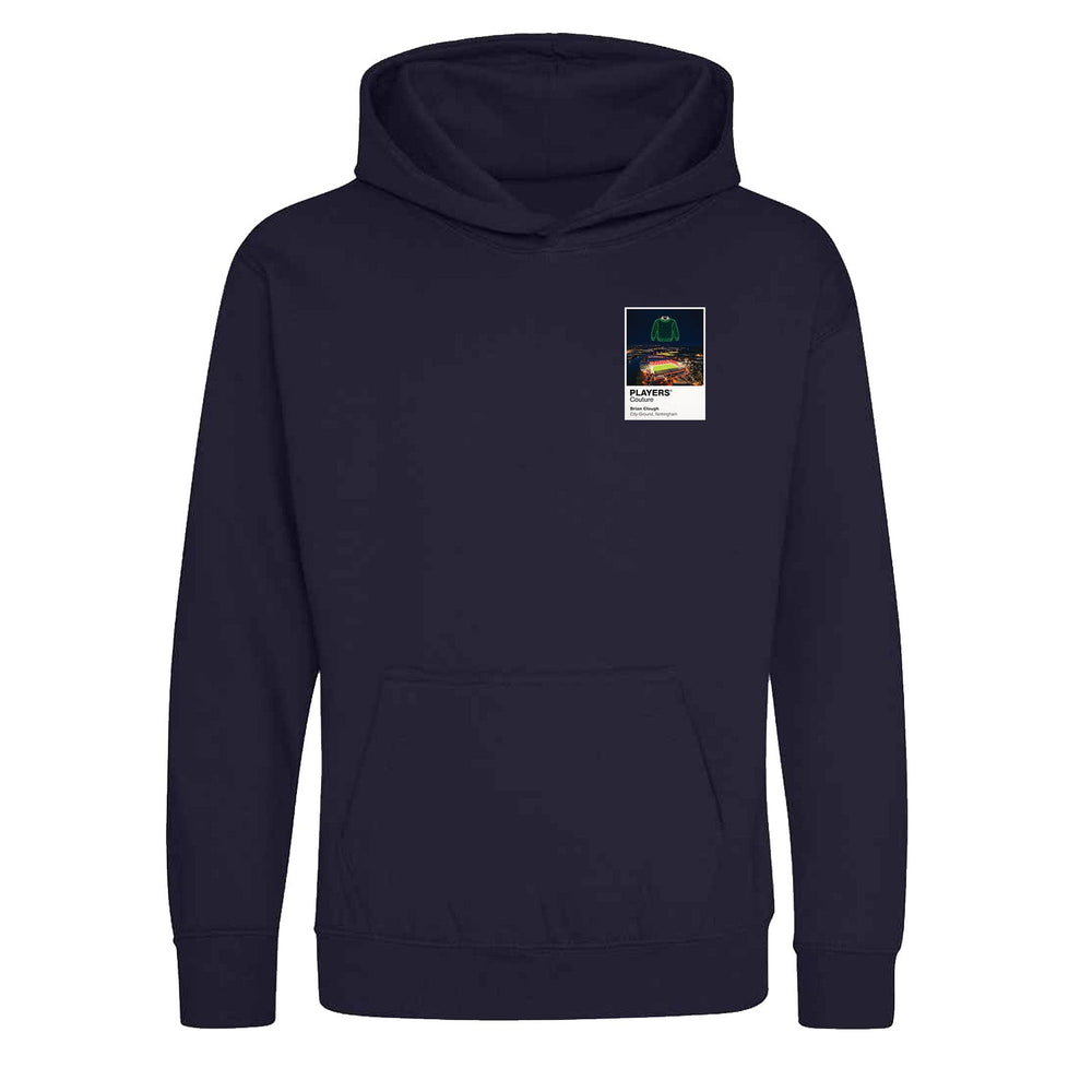 Brian Clough Nottingham Forest Icons in Lights Frame Kids Hoodie in Navy