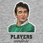 Brian Clough Badge Men's Hoodie – grey close-up detail shot of the Brian Clough Players Couture logo design