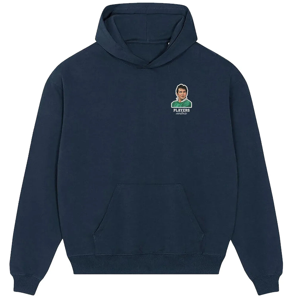 Brian Clough hoodie – navy men's hoodie featuring the Brian Clough Players Couture logo