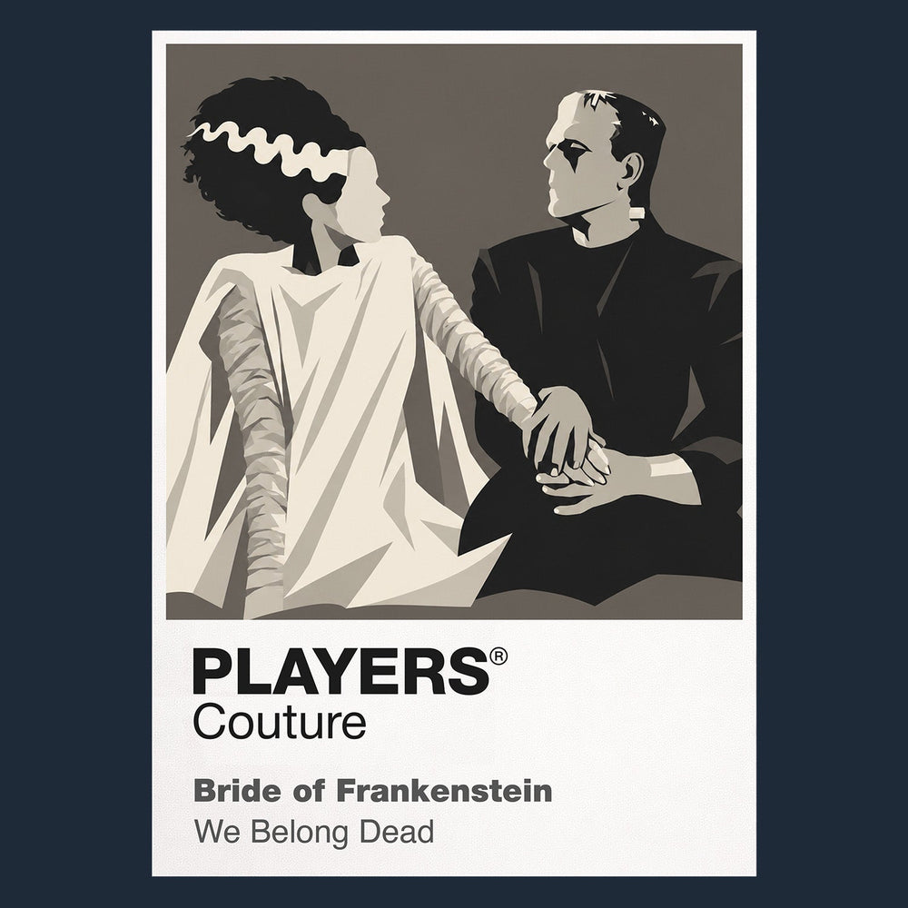 Bride of Frankenstein the Bride's towering hair, lightning-white streaks and brief, unforgettable awakening Icon Frame artwork in navy