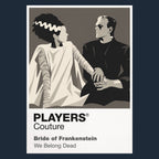 Bride of Frankenstein the Bride's towering hair, lightning-white streaks and brief, unforgettable awakening Icon Frame artwork in navy