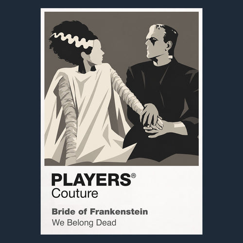 Bride of Frankenstein the Bride's towering hair, lightning-white streaks and brief, unforgettable awakening Icon Frame artwork in navy