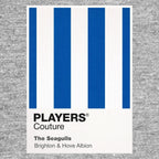 Brighton & Hove Albion Classic Football Shirt Colours Frame Men's T-Shirt – grey close-up detail shot of the Brighton & Hove