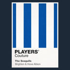 Brighton & Hove Albion Classic Football Shirt Colours Frame Men's T-Shirt – navy close-up detail shot of the Brighton & Hove