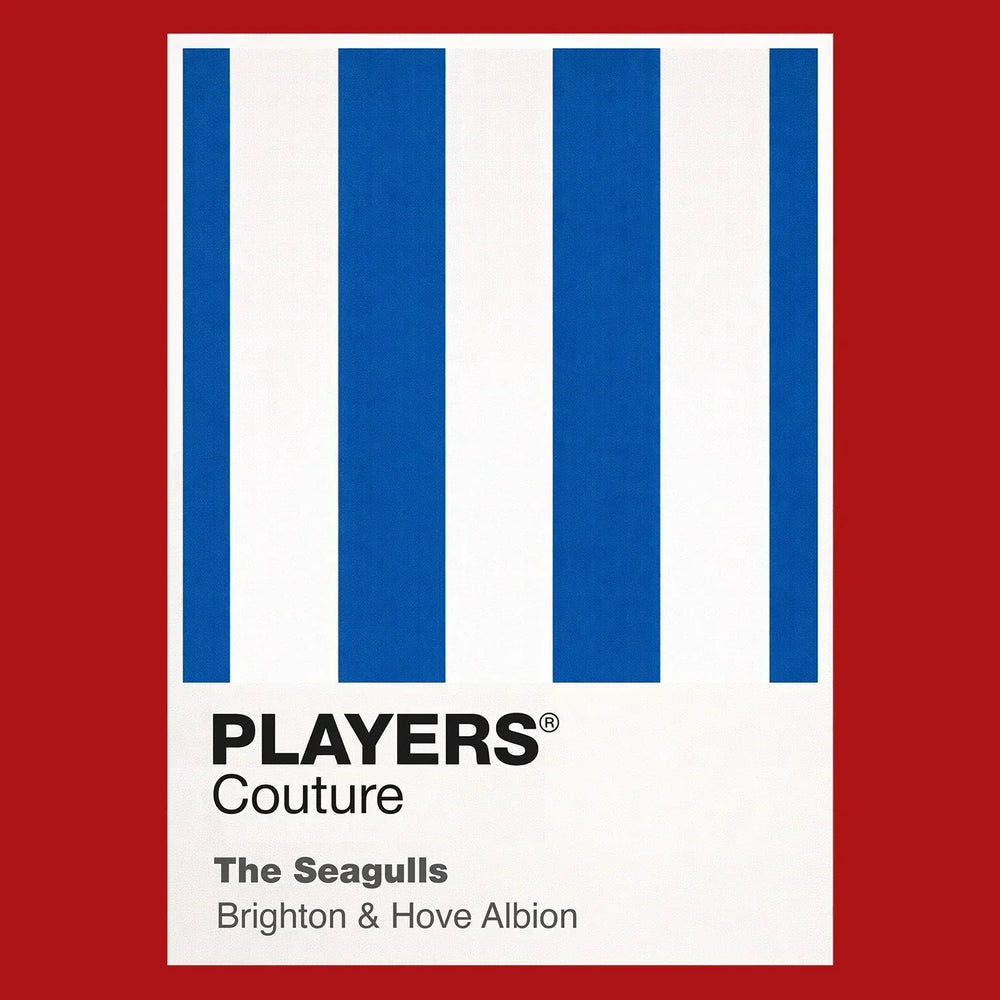 Brighton & Hove Albion Classic Football Shirt Colours Frame Men's T-Shirt – red close-up detail shot of the Brighton & Hove